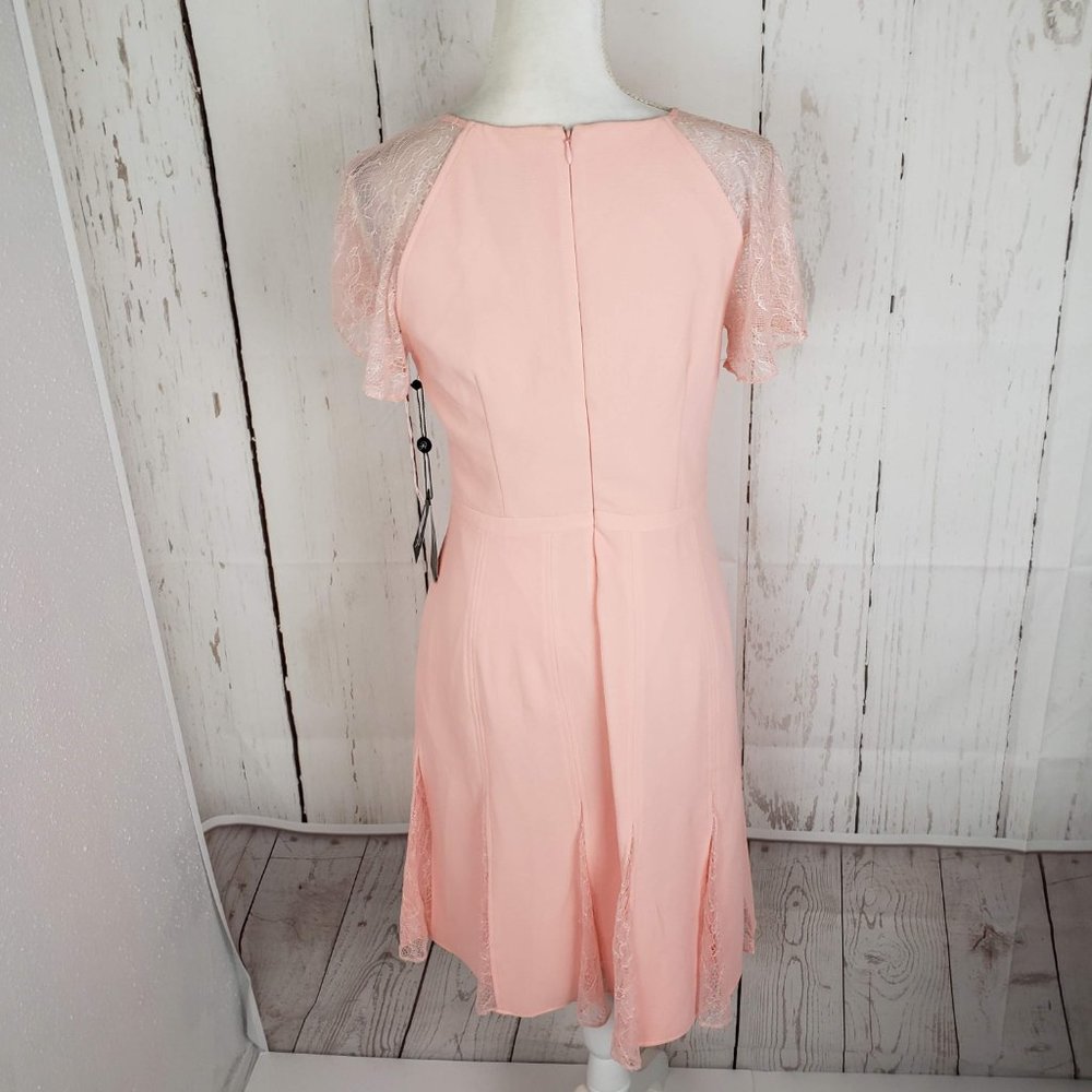 New Adrianna Papell Fit Flare Party Dress Peach - Picture 5 of 8